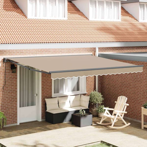vidaXL Markisram Beige 400 × 300 cm Polyester med PU-beläggning