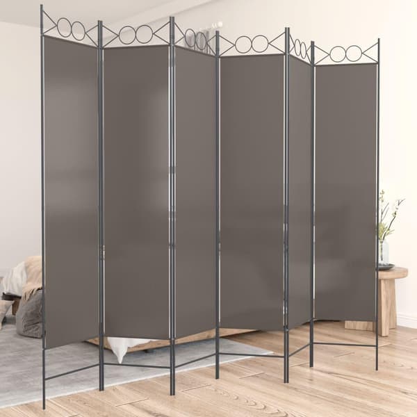 vidaXL Romdeler med 6 paneler antrasitt 240x220 cm stoff