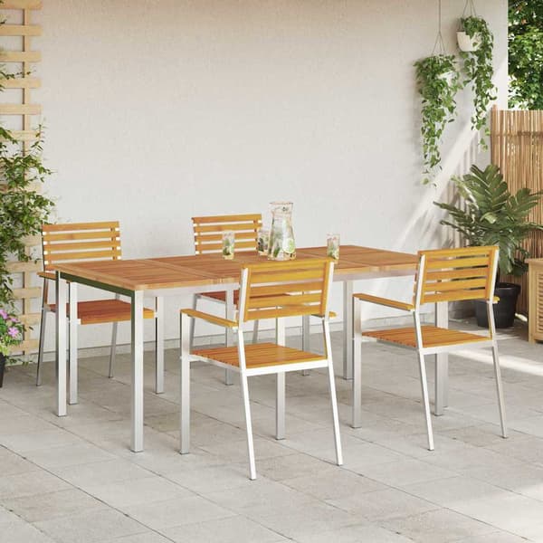 vidaXL Hage Spisegruppe 5 pcs Brun Solid akasietre