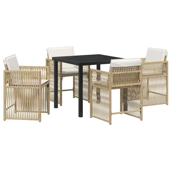vidaXL Hage Spisegruppe 5 pcs Beige polyrotting
