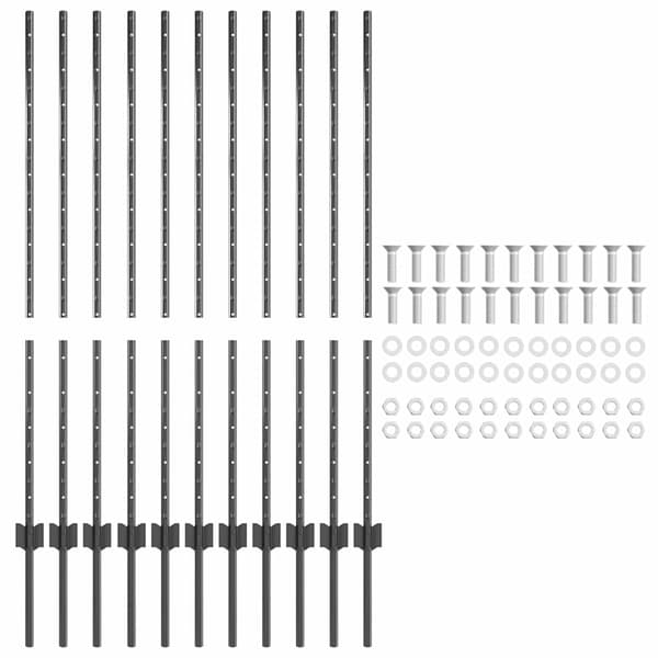 vidaXL Stängselstolpe 11 pcs Grå 120 cm Stål