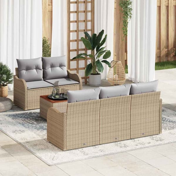 vidaXL Trädgårdsoffset 6 pcs Beige och Ljusgrå konstrotting