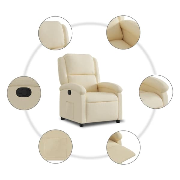 vidaXL Reclinerfåtölj gräddvit tyg