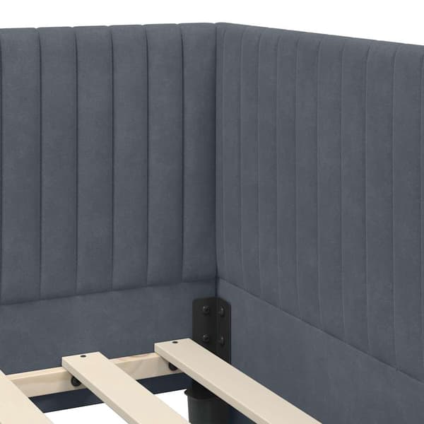 vidaXL Hörn sängram med sänggavel Mörkgrå 90 x 200 cm Sammet