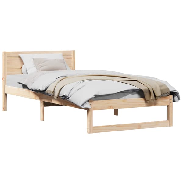 vidaXL Sängram Vit 75 x 190 cm Massiv furu