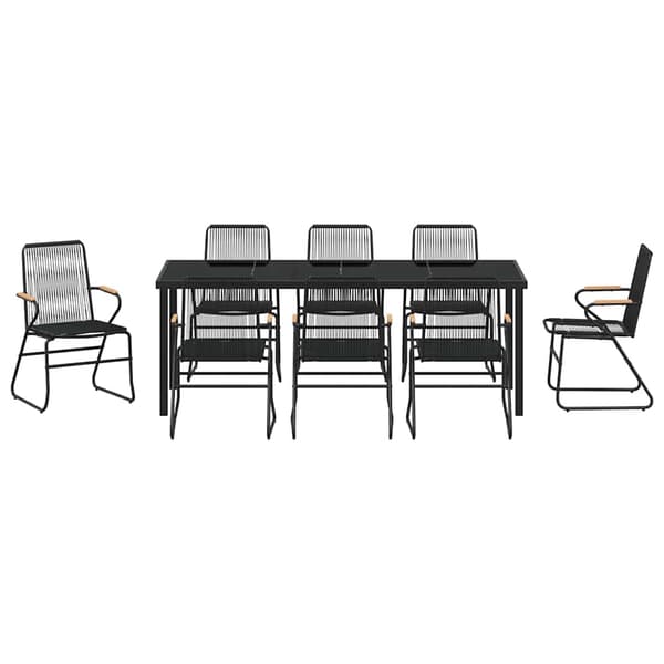 vidaXL Trädgårdsmöbelset 9 pcs Svart Pulverlackerat stål
