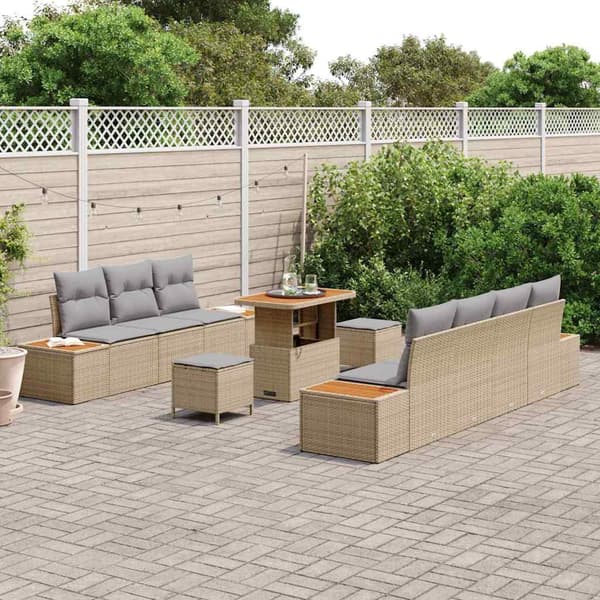 vidaXL Trädgårdsoffset 10 pcs Beige konstrotting