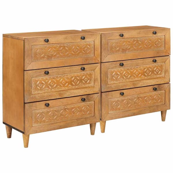 vidaXL Serviesskap 2 pcs Brun 60 x 33 x 75 cm heltre mango