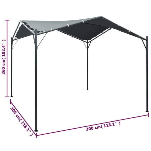 vidaXL Paviljong 3x3 m stål antracit