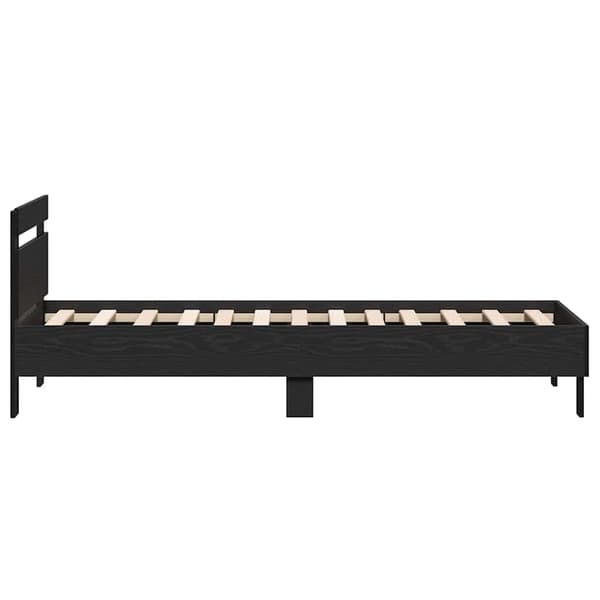 vidaXL Sengestel med hodegjerde Svart eik 90 x 190 cm Konstruert tre