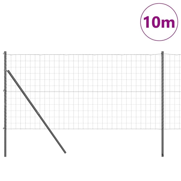 vidaXL Gjerde med stolpe Grå 1 x 10 m Stål og PVC