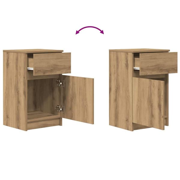 vidaXL Nattbord artisan eik 39x35x65 cm konstruert tre