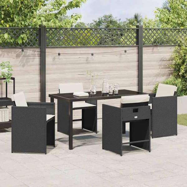 vidaXL Hage Spisegruppe 5 pcs Svart polyrotting