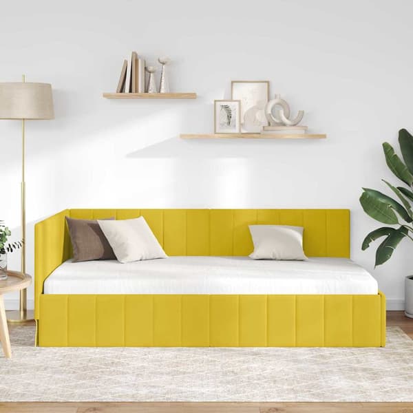 vidaXL Hörnssängram Gul 90 x 200 cm Sammet