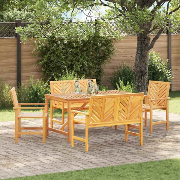 vidaXL Hage Spisegruppe 5 pcs Brun Solid akasietre