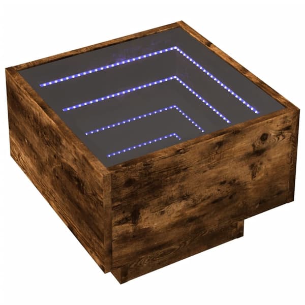 vidaXL Sidebord LED røkt eik 40x40x30 cm konstruert tre