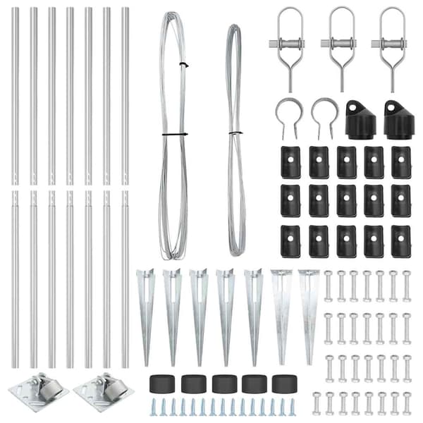 vidaXL Gjerdepåle 7 pcs sølv Stål