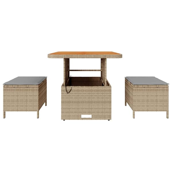 vidaXL Trädgårdsmöbelset Beige konstrotting