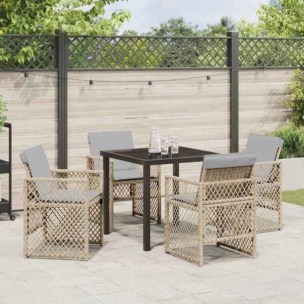 vidaXL Hage Spisegruppe 5 pcs Beige polyrotting