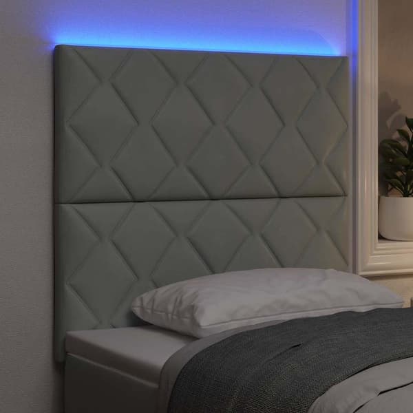 vidaXL LED huvuddyna Ljusgrå 90 cm Sammet