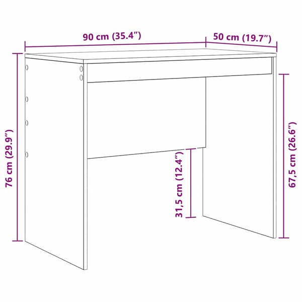 vidaXL Skrivebord Røkt eik 90 x 50 x 76 cm