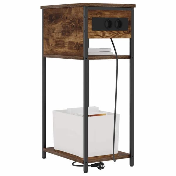 vidaXL Nattbordskap Røkt eik 41 x 28 x 76 cm Konstruert tre