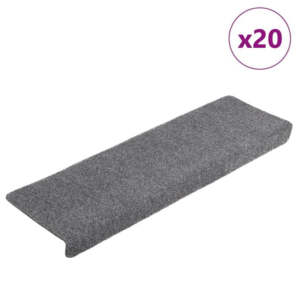 vidaXL Trappematter selvklebende 20 stk 65x21x4 cm lysegrå rektangulær kant