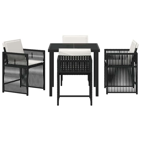 vidaXL Hage Spisegruppe 5 pcs Svart polyrotting
