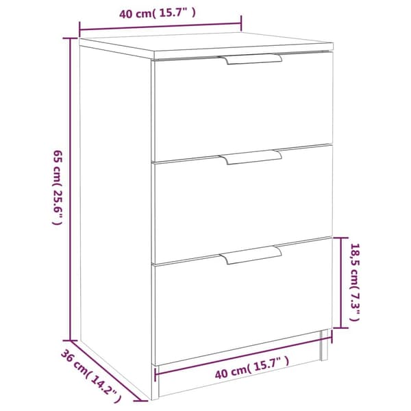 vidaXL Sängbord vit 40x36x65 cm