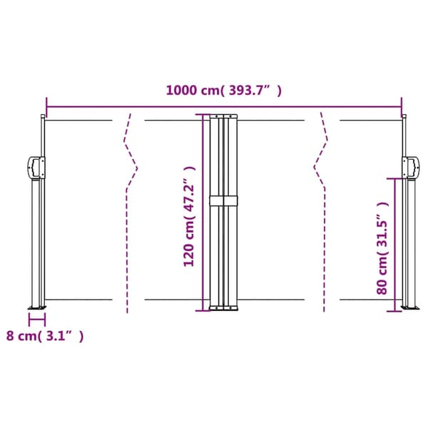 vidaXL Infällbar sidomarkis brun 120x1000 cm