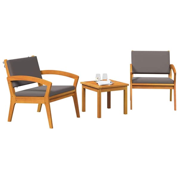 vidaXL Bistroset med kudde 3 pcs Brun Polyester