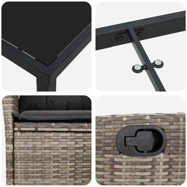vidaXL Trädgårdsmöbelset med kudde 7 pcs Grå konstrotting