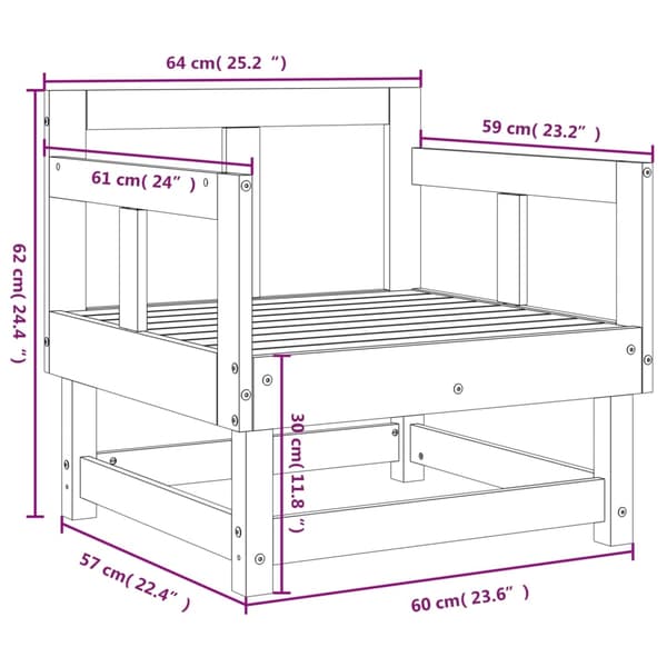 vidaXL Hagestoler 2 stk hvit heltre furu