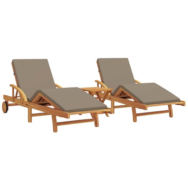 vidaXL Solstol 3 pcs Gråbrun Solid akasietre