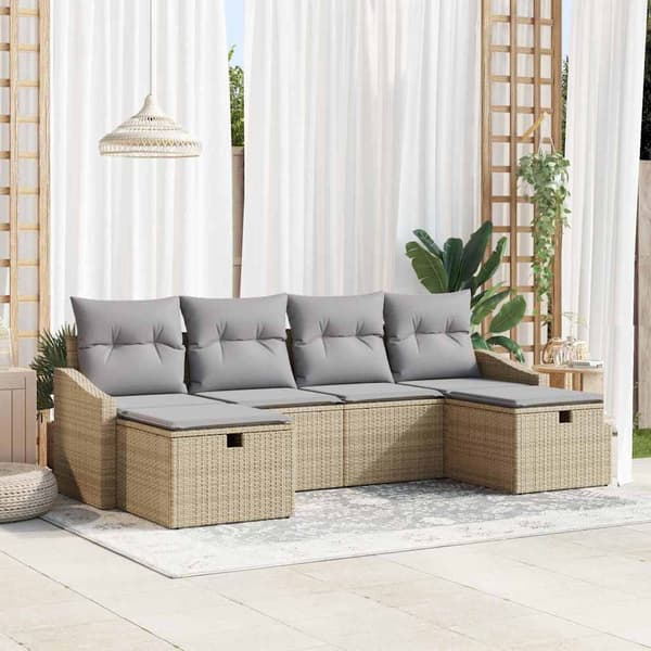 vidaXL Soffset med kudde 6 pcs konstrotting