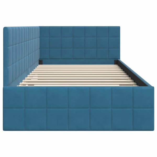 vidaXL Hörnssängram Blå 90 x 200 cm Sammet
