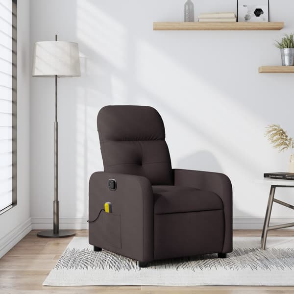 vidaXL Massagefåtölj mörkbrun tyg