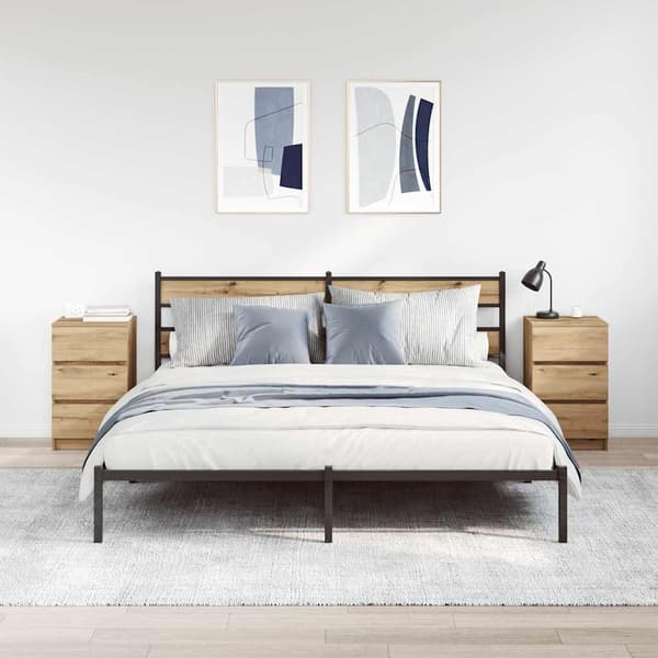 vidaXL Nattskap med 3 skuffer 2 stk artisan eik 39x35x65 cm