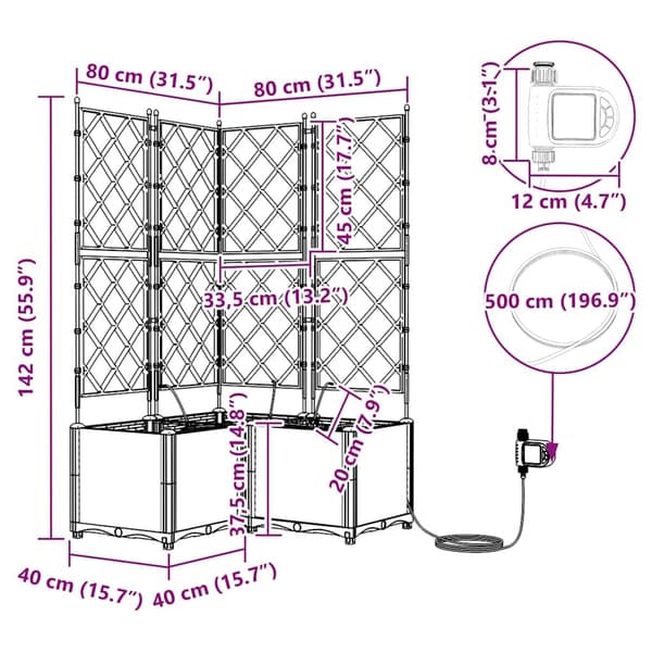 vidaXL Hageblomsterpotte 3 pcs Hvit Plast
