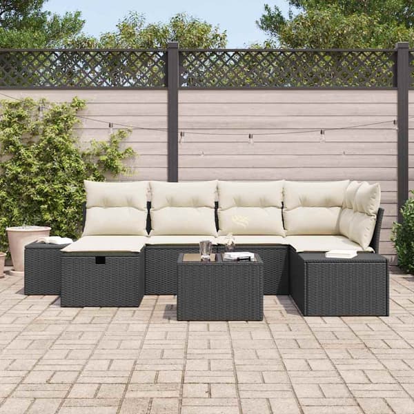 vidaXL Soffset med kudde 7 pcs konstrotting