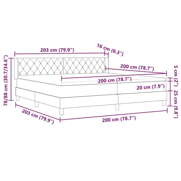 vidaXL Bäddfjäder med madrass Mörkgrå 200 x 200 cm Sammet