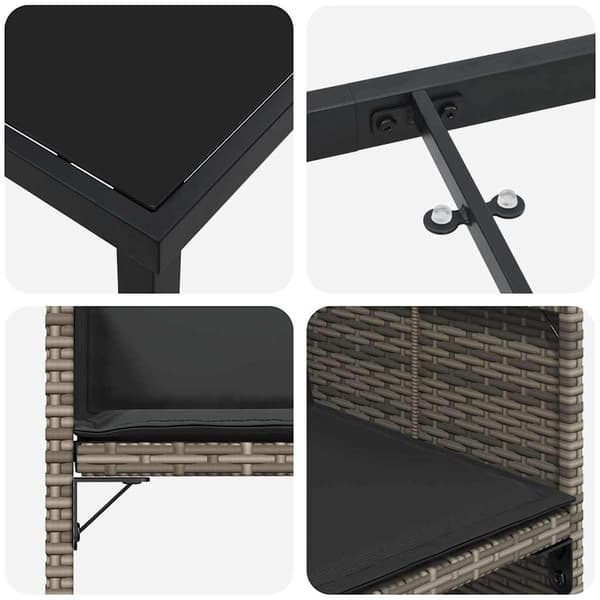 vidaXL Trädgårdsmöbelset med kudde 9 pcs Grå konstrotting