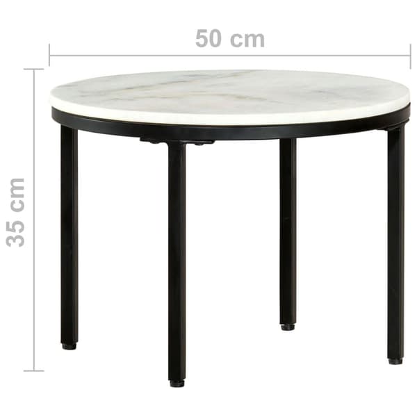 vidaXL Sofabord hvit og svart Ø50 cm ekte solid marmor change2