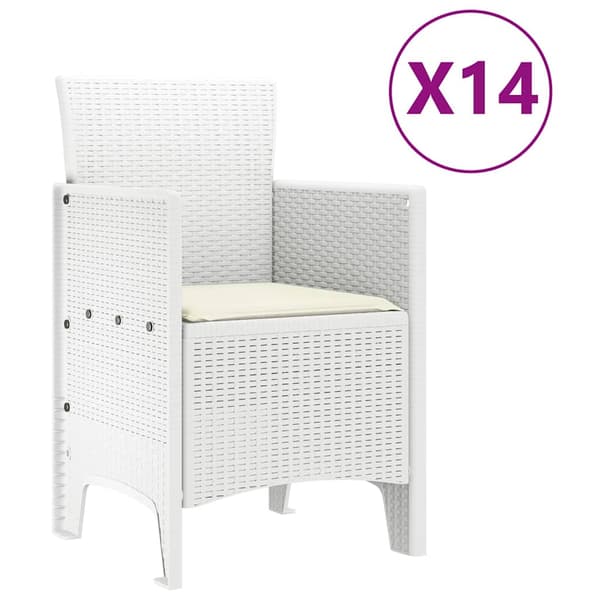 vidaXL Trädgårdsmöbelset 15 pcs Vit Polt rotting