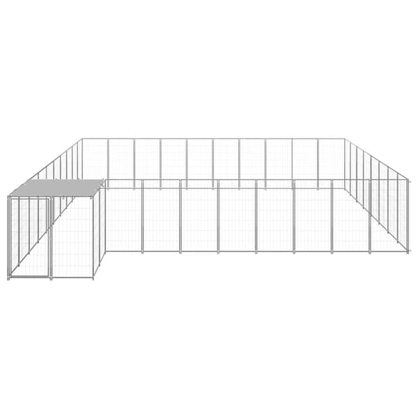 vidaXL Hundgård silver 25,41 m² stål