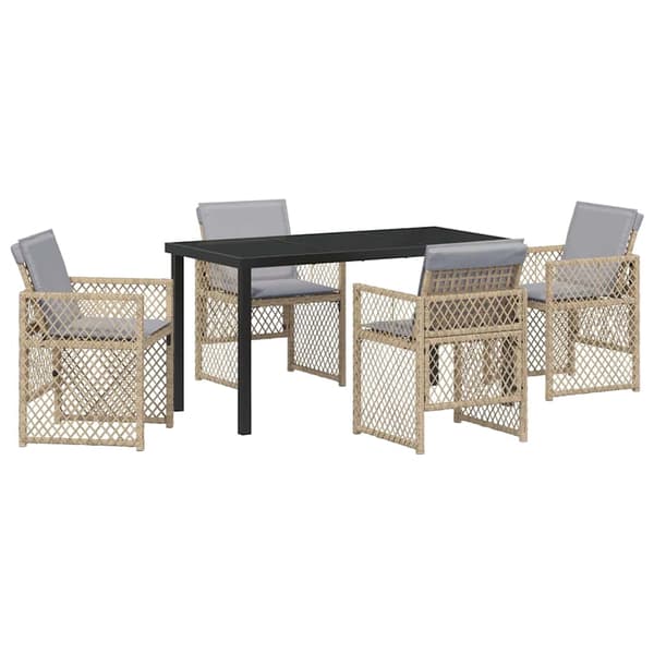 vidaXL Hage Spisegruppe 5 pcs Beige polyrotting