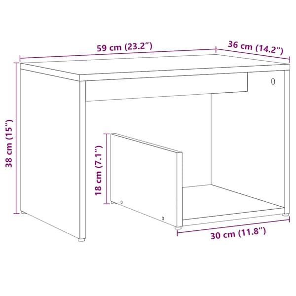 vidaXL Sidebord artisan eik 59x36x38 cm konstruert tre