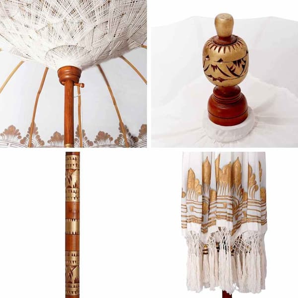 vidaXL Balinesisk Parasol Krem 190 x 190 x 260 cm