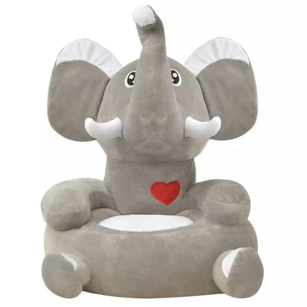 vidaXL Barnstol i plysch elefant grå