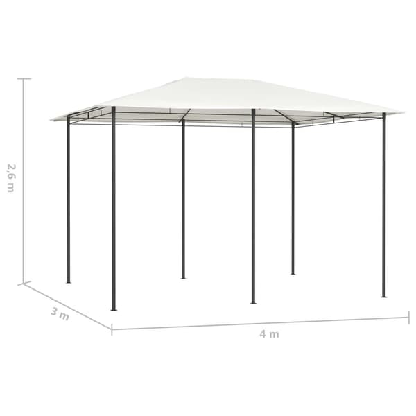 vidaXL Paviljong 3x4x2,6 m gräddvit 160 g/m²